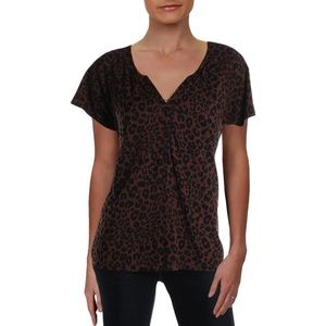 Sanctuary Leopard Print Henley T-Shirt